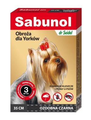 Sabunol Dekoratives Floh- und Zeckenhalsband für Yorkies 35 cm schwarz
