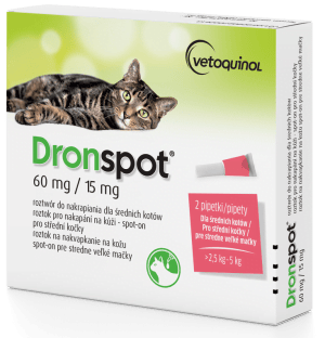 Dronspot 60mg/15mg krople dla kotów od 2.5kg do 5kg