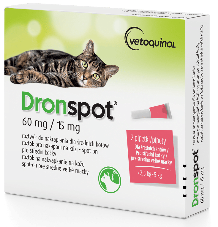 Dronspot 60mg/15mg krople dla kotów od 2.5kg do 5kg
