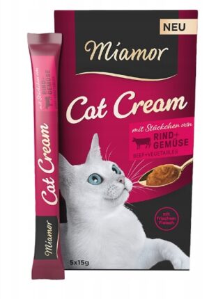 Miamor Cat Cream mit Rindfleisch und Gemüse 75g (5x15g) Verwöhnsnack