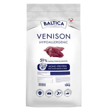 BALTICA Karma z dziczyzną i ryżem dla średnich ras M 12kg