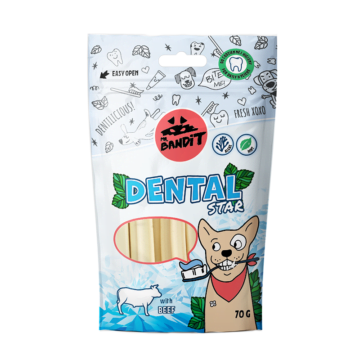 MR. BANDIT Dental Stars z wołowiną dla psa 70g