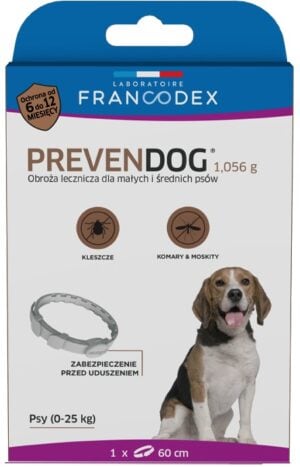 FRANCODEX PREVENDOG Biozid-Halsband 60 cm für kleine und mittlere Hunde bis 25 kg - 1 Stück.