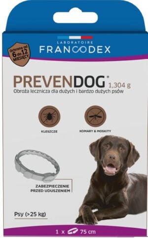 FRANCODEX PREVENDOG Biozid-Halsband 75 cm für große und sehr große Hunde über 25 kg - 1 Stück.
