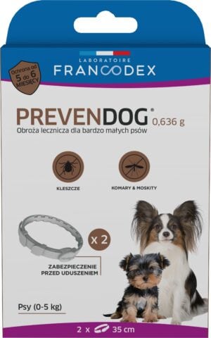 FRANCODEX PREVENDOG Biozid-Halsband 35 cm für sehr kleine Hunde bis zu 5 kg - 2 Stück.