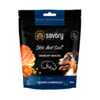 Savory Dog Crunchy Snacks Haut Fell Lachs Ringelblume 200g