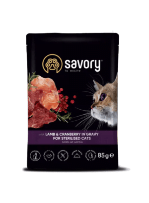 Savory Adult Sterilisiertes Lamm Cranberry 85g Nassfutter für Katzen