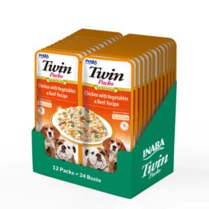 INABA DOG Twin Huhn Gemüse und Rindfleisch 12x2x40g