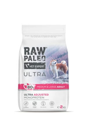 RAW PALEO Ultra Pork Medium&Large Adult 2kg mit Schweinefleisch für ausgewachsene Hunde mittlerer und großer Rassen