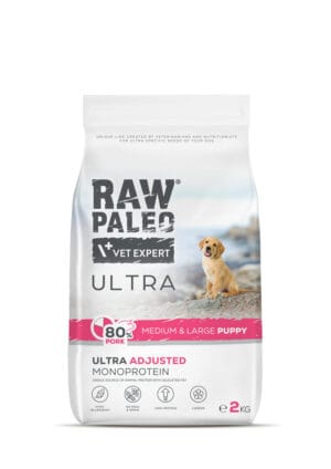 RAW PALEO Ultra Pork Medium&Large Puppy 2kg mit Schweinefleisch für Welpen mittlerer und großer Rassen