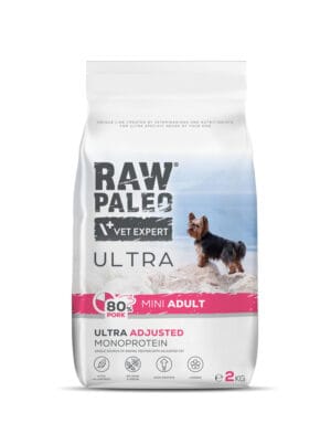 RAW PALEO Ultra Pork Mini Adult 2kg mit Schweinefleisch für ausgewachsene Hunde kleiner Rassen