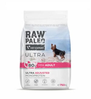 RAW PALEO Ultra Pork Mini Adult 750g mit Schweinefleisch für ausgewachsene Hunde kleiner Rassen