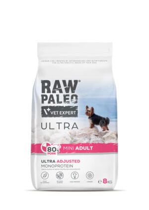 RAW PALEO Ultra Pork Mini Adult 8kg mit Schweinefleisch für ausgewachsene Hunde kleiner Rassen
