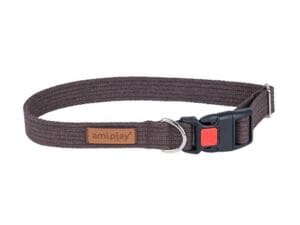 Amiplay Verstellbares Halsband mit Schloss Baumwolle M Braun