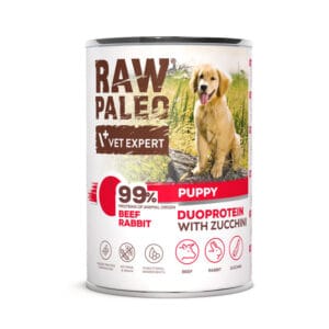 RAW PALEO Beef&Rabbit Puppy 400g Welpen-Nassfutter Duoprotein-Rind & Kaninchen