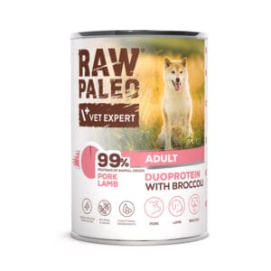 RAW PALEO Pork&Lamb Adult 400g Nassfutter für Hunde mit Duoprotein aus Schweinefleisch und Lammfleisch