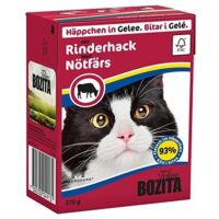 BOZITA Feline StĂŒckchen in Gelee mit gehacktem Rindfleisch 370 g