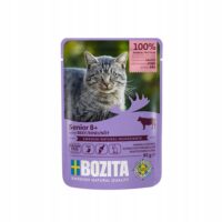 BOZITA Nassfutter fĂŒr Senioren-Katzen, Frischebeutel Rind in SoĂe 85 g